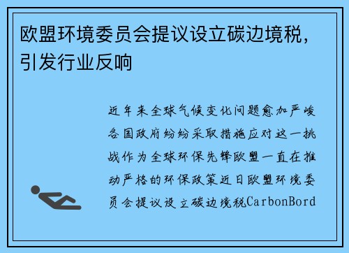 欧盟环境委员会提议设立碳边境税，引发行业反响